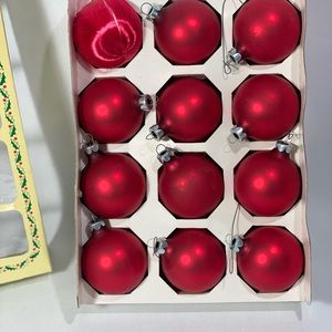 12 Holly Vintage Christmas Candy apple red glass ball ornaments
